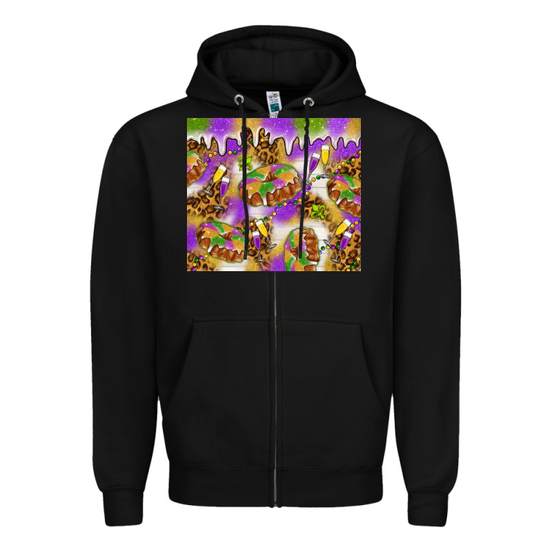 Mardi Gras With King Cake Zipper Hoodie by NancyCooperArtShop | Teevron