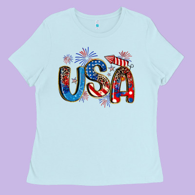 Usa 4th Of July Ladies Tee Designed By Artiststas
