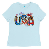 Baby Blue usa 4th of july Ladies Tee - Artiststas
