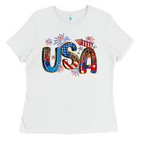White usa 4th of july Ladies Tee - Artiststas