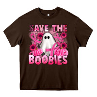 Chocolate Brown save the boobies Heavy Core Tee - Artiststas