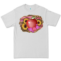 Dove Grey apple sunflower back to school background Premium Tee - AdoDesignShop