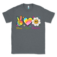 Charcoal Heather peace love happiness Classic Tee - NancyCooperArtShop