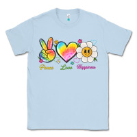 Dusty Blue peace love happiness Classic Tee - NancyCooperArtShop