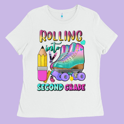 Rolling Into Second Grade Ladies Tee Designed By Bundleandbundleshop