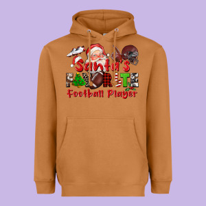Santas Favorite  Football Player Heavyweight Hoodie Designed By Cowgirlartshop
