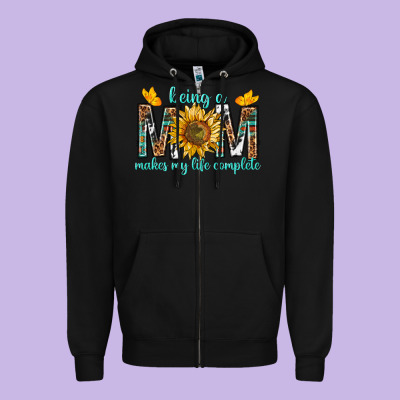 Being A Mom Makes My Life Complete Zipper Hoodie Designed By Texasbilliewilder