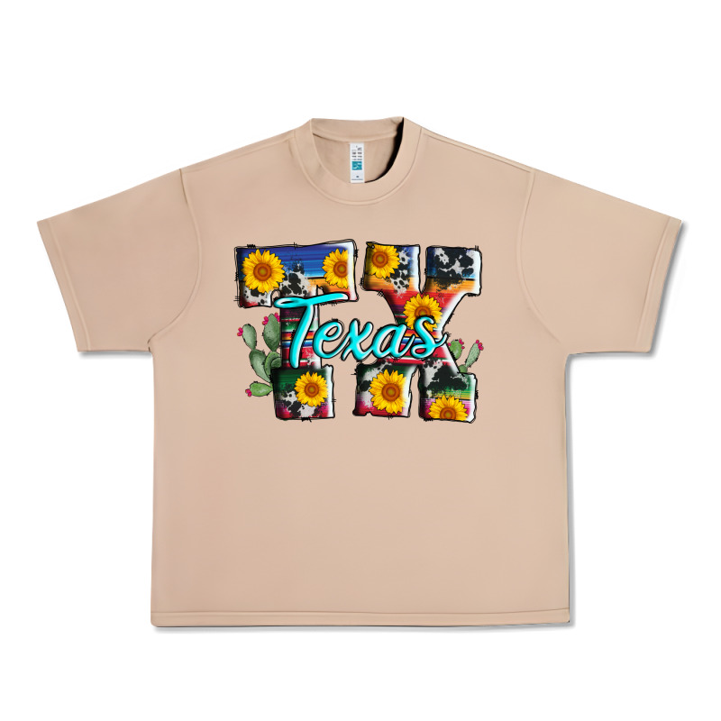 Texas Tx Serape Sunflower Cowhide Urban Heavy Tee by AdoDesignShop | Teevron