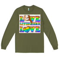 Army Green Western LGBTQ+ Love Lives Here Tumbler Long Sleeve Tee - BundleAndBundleShop