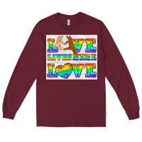 Burgundy Western LGBTQ+ Love Lives Here Tumbler Long Sleeve Tee - BundleAndBundleShop
