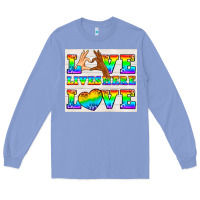 Colony Blue Western LGBTQ+ Love Lives Here Tumbler Long Sleeve Tee - BundleAndBundleShop