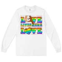 White Western LGBTQ+ Love Lives Here Tumbler Long Sleeve Tee - BundleAndBundleShop