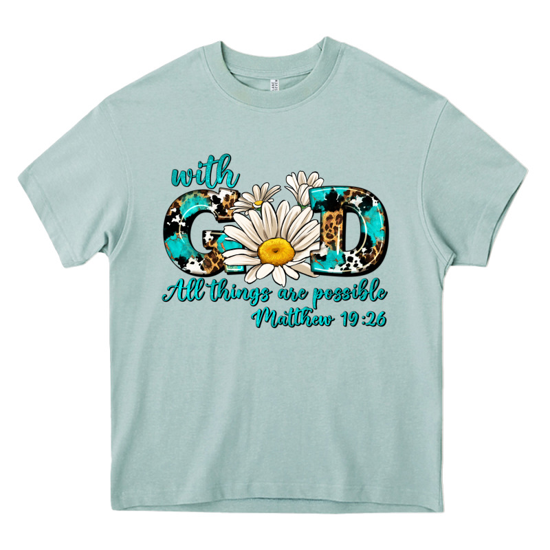 With God All Things Are Possible Daisy Heavy Core Tee by AdoDesignShop | Teevron