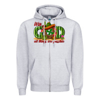 Heather Grey With God All Things Are Possible Mexico Zipper Hoodie - texasbilliewilder