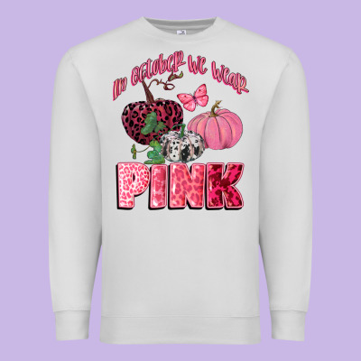 In October We Wear Pink Premium Sweatshirt Designed By Cowgirlartshop