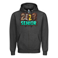 Charcoal Heather 2023 senior Football Zipper Hoodie - NancyCooperArtShop