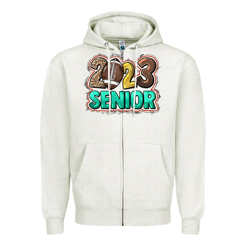 2023 Senior Football Zipper Hoodie by NancyCooperArtShop | Teevron