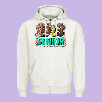 2023 Senior Football Zipper Hoodie Designed By Nancycooperartshop