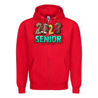 Red 2023 senior Football Zipper Hoodie - NancyCooperArtShop