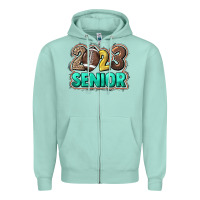 Seafoam 2023 senior Football Zipper Hoodie - NancyCooperArtShop