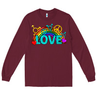 Burgundy Western LGBTQ+ Love Rainbow Long Sleeve Tee - BundleAndBundleShop