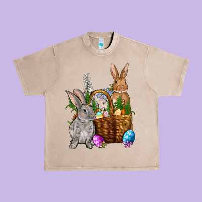Bunnys Carrots Eggs With Basket Easter Urban Heavy Tee Designed By Nancycooperartshop