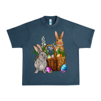 Midnight Navy Bunnys carrots eggs with basket Easter Urban Heavy Tee - NancyCooperArtShop
