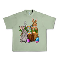 Oil Green Bunnys carrots eggs with basket Easter Urban Heavy Tee - NancyCooperArtShop