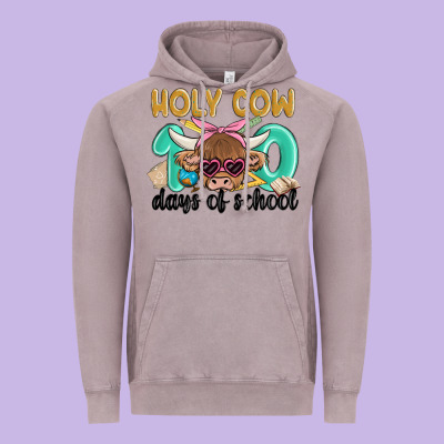 Holy Cow 100 Days Of School Vintage Hoodie Designed By Maliassmallbusiness