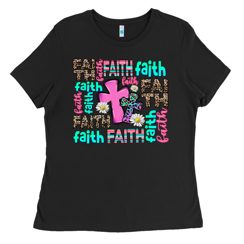 Faith With Cross Ladies Tee by AdoDesignShop | Teevron