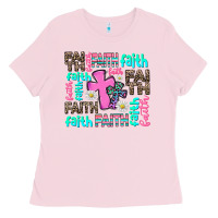 Bubblegum Pink faith with cross Ladies Tee - AdoDesignShop