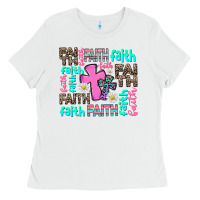 White faith with cross Ladies Tee - AdoDesignShop