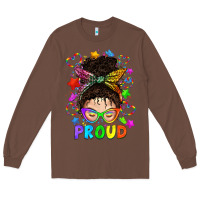 Chestnut LGBTQ+ Messy Bun With Colorful Stars Long Sleeve Tee - BundleAndBundleShop