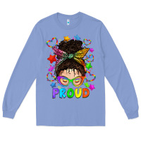 Colony Blue LGBTQ+ Messy Bun With Colorful Stars Long Sleeve Tee - BundleAndBundleShop
