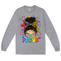 Heather Grey LGBTQ+ Messy Bun With Colorful Stars Long Sleeve Tee - BundleAndBundleShop