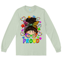 Matcha LGBTQ+ Messy Bun With Colorful Stars Long Sleeve Tee - BundleAndBundleShop
