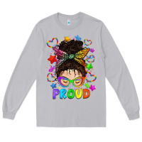 Moon Dust LGBTQ+ Messy Bun With Colorful Stars Long Sleeve Tee - BundleAndBundleShop