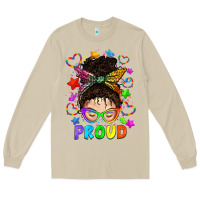 Mushroom LGBTQ+ Messy Bun With Colorful Stars Long Sleeve Tee - BundleAndBundleShop
