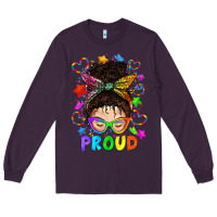 Plum LGBTQ+ Messy Bun With Colorful Stars Long Sleeve Tee - BundleAndBundleShop