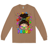 Toasted Coconut LGBTQ+ Messy Bun With Colorful Stars Long Sleeve Tee - BundleAndBundleShop