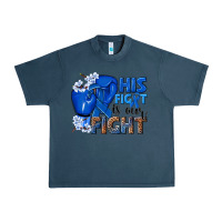 Midnight Navy his fight is our fight colon cancer blue ribbon Urban Heavy Tee - NancyCooperArtShop