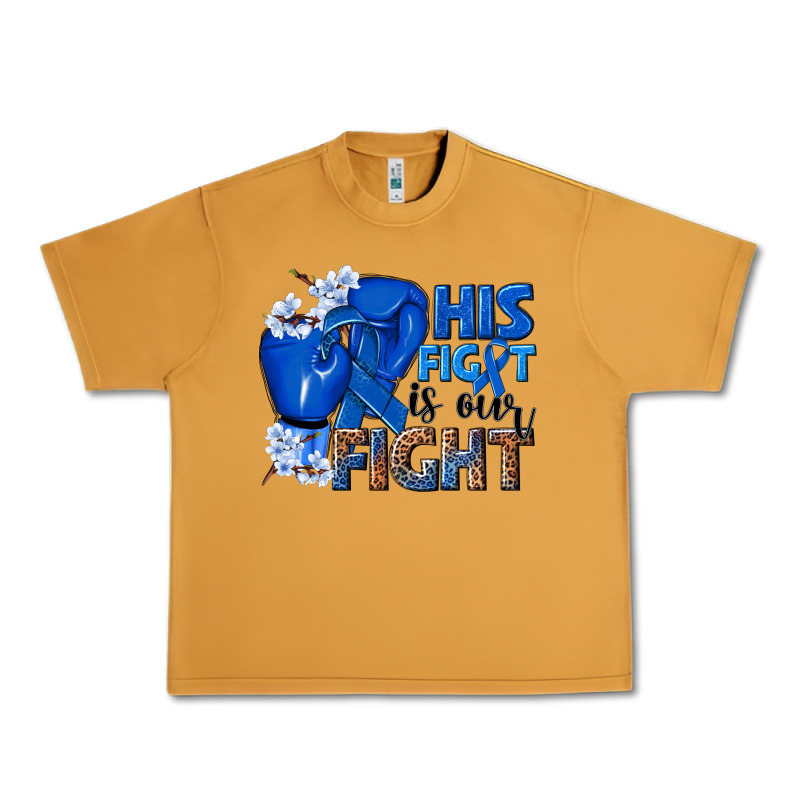 His Fight Is Our Fight Colon Cancer Blue Ribbon Urban Heavy Tee by NancyCooperArtShop | Teevron