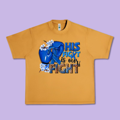 His Fight Is Our Fight Colon Cancer Blue Ribbon Urban Heavy Tee Designed By Nancycooperartshop