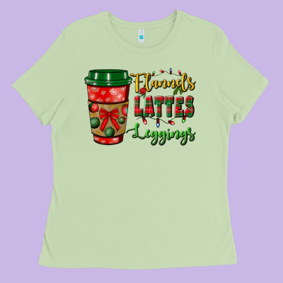 Flannels Lattes Leggings Ladies Tee Designed By Bundleandbundleshop