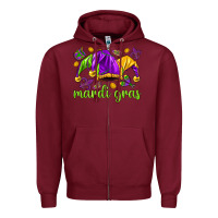 Burgundy Mardi Gras with jester Zipper Hoodie - NancyCooperArtShop