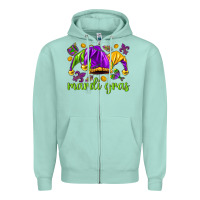 Seafoam Mardi Gras with jester Zipper Hoodie - NancyCooperArtShop