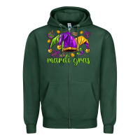 Sports Green Mardi Gras with jester Zipper Hoodie - NancyCooperArtShop