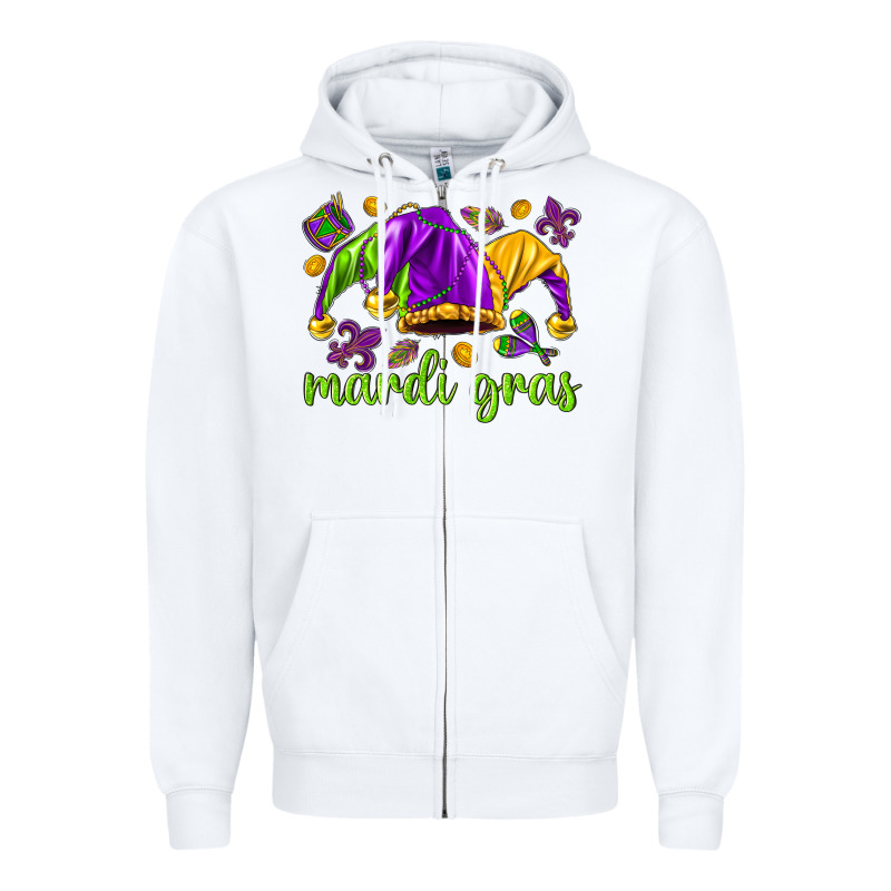 Mardi Gras With Jester Zipper Hoodie by NancyCooperArtShop | Teevron