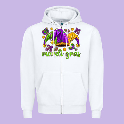 Mardi Gras With Jester Zipper Hoodie Designed By Nancycooperartshop