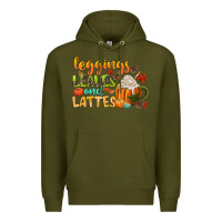 Army Green leaves and lattes Premium Hoodie - CowGirlArtShop